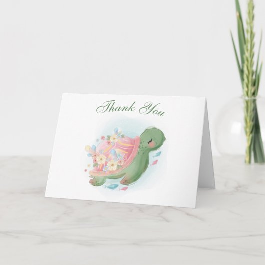 Floral Zee Turtle Baby shower Hartelijk dank Kaart (Voorkant)
