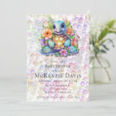 Floral Zee Turtle Bubbles Baby shower Kaart (Staand voorkant)