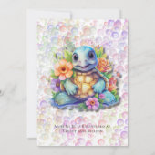 Floral Zee Turtle Bubbles Baby shower Kaart (Achterkant)