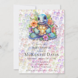 Floral Zee Turtle Bubbles Baby shower Kaart