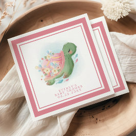 Floral Zee Turtle Cute Pink Baby shower Servet