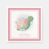 Floral Zee Turtle Cute Pink Baby shower Servet (Voorkant)