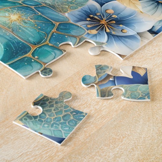 Floral Zee Turtle Legpuzzel (Zijkant)