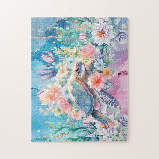 Floral Zee Turtle Legpuzzel (Verticaal)