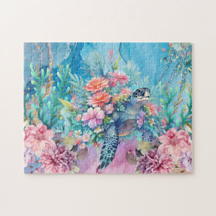 Floral Zee Turtle Legpuzzel