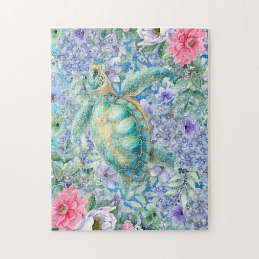Floral Zee Turtle Legpuzzel (Verticaal)