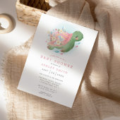 Floral Zee Turtle Nautical Ocean Pink Baby shower Kaart