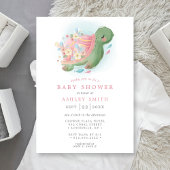 Floral Zee Turtle Nautical Ocean Pink Baby shower Kaart