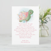 Floral Zee Turtle roze Baby shower Bedankkaart (Staand voorkant)