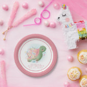 Floral Zee Turtle roze Baby shower Papieren Bordje (Feest)