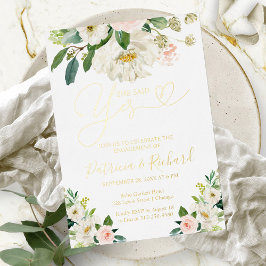 Floral zei ja tegen Engagement Party Folie Uitnodiging