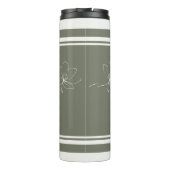 Floral Zen Athletic Stripes Ivory Sage Green Thermosbeker (Achterkant)