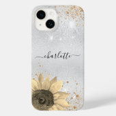 Floral zilver glitter rustige naam Case-Mate iPhone case (Achterkant)
