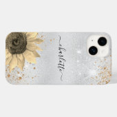 Floral zilver glitter rustige naam Case-Mate iPhone case (Achterkant (horizontaal))