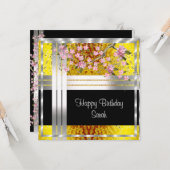 Floral zilver goudhoudende Kaart (Voorkant / Achterkant in situ)