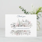 ~* Floral Zilver Roze AR17 Elegante Trendy Wedding Bedankkaart (Staand voorkant)