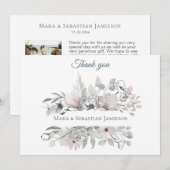 ~* Floral Zilver Roze AR17 Elegante Trendy Wedding Bedankkaart (Voorkant / Achterkant)