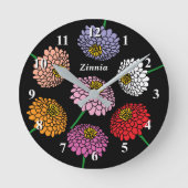 Floral Zinnia bloem gepersonaliseerde wandklok (Voorkant)