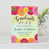 Floral Zinnia Waterverf Bright 2023 Afstuderen Aankondiging (Staand voorkant)