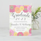 Floral Zinnia Waterverf Grey 2023 Afstuderen Aankondiging (Staand voorkant)