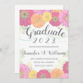 Floral Zinnia Waterverf Grey 2023 Afstuderen Aankondiging (Voorkant / Achterkant)