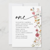 Floral Zitting Chart Kaart | Tabel 1 (Voorkant)