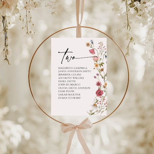 Floral Zitting Chart Kaart | Tabel 2