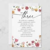 Floral Zitting Chart Kaart | Tabel Drie (Voorkant)