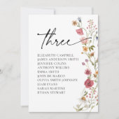 Floral Zitting Chart Kaart | Tabel Drie (Voorkant)