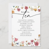 Floral Zitting Chart Kaart | Tabel Tien (Voorkant)