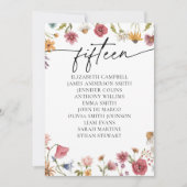 Floral Zitting Chart Kaart | Tabel Vijftien (Voorkant)