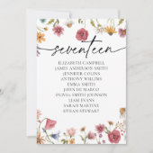 Floral Zitting Chart Kaart | Tabel Zeventien (Voorkant)