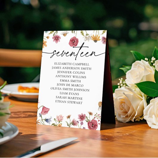 Floral Zitting Chart Kaart | Tabel Zeventien