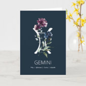 Floral Zodiac sterrenbeeld Tweelingen Verjaardag K Kaart (Gele Bloem)