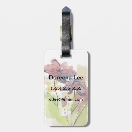 Floral zomerontwerp met abstract met handbeschilde bagagelabel (Achterkant verticaal)