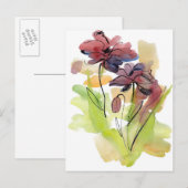 Floral zomerontwerp met abstract met handbeschilde briefkaart (Voorkant / Achterkant)