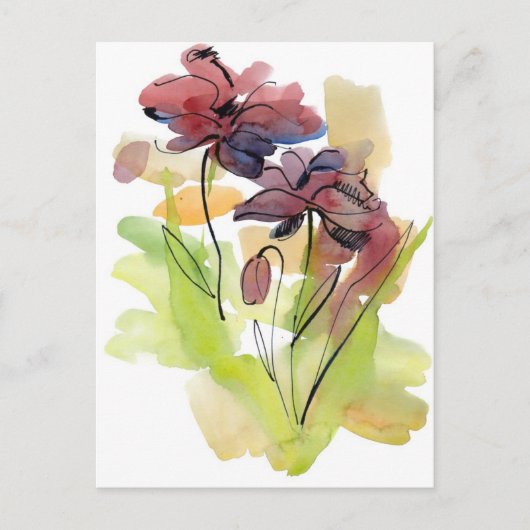 Floral zomerontwerp met abstract met handbeschilde briefkaart (Voorkant)