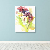 Floral zomerontwerp met abstract met handbeschilde canvas afdruk (Insitu (Houten vloer))