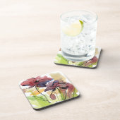 Floral zomerontwerp met abstract met handbeschilde onderzetter (Rechterzijde)