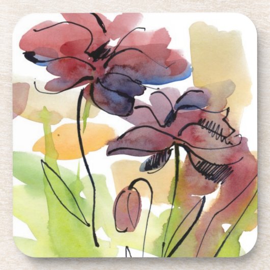 Floral zomerontwerp met abstract met handbeschilde onderzetter (Voorkant)