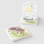 Floral zomerontwerp met abstract met handbeschilde stenen onderzetter (Zijkant)