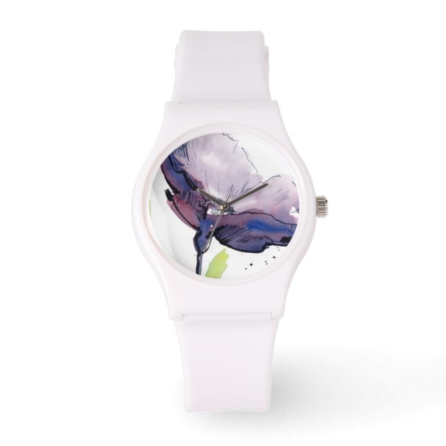 Floral zomerontwerp met abstracte handbeschilderd horloge (Voorkant)