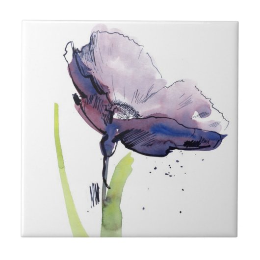 Floral zomerontwerp met abstracte handbeschilderd tegeltje (Voorkant)