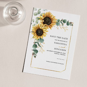 Floral zonnebloem Eucalyptus Geometric Save The Date