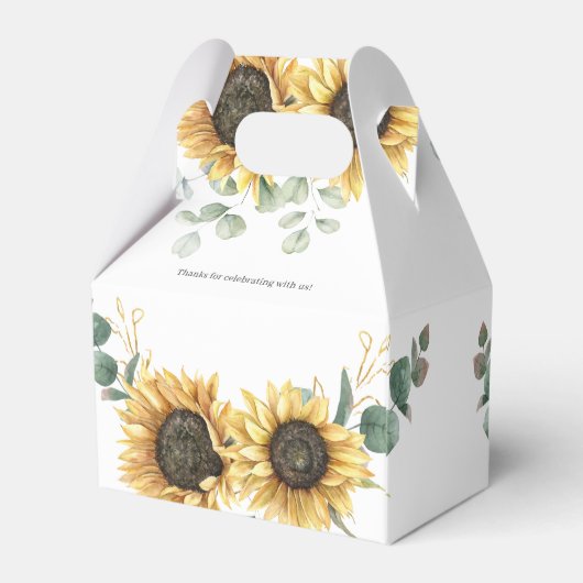 Floral Zonnebloem Eucalyptus Vrijgezellenfeest Bedankdoosjes (Achterkant)