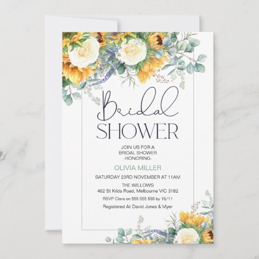 Floral Zonnebloem Eucalyptus Vrijgezellenfeest Kaart (Voorkant)