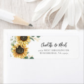 Floral Zonnebloem Trouwscript Retouradres Etiket (Insitu)