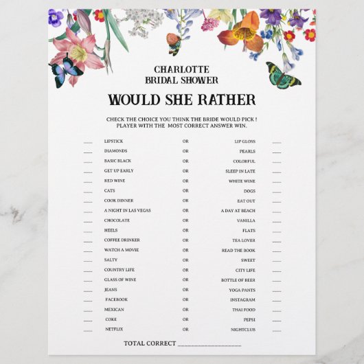 Floral zou ze liever Vrijgezellenfeest spelen Flyer (Voorkant)