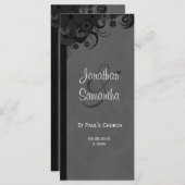 Floral Zwart en Grijs Gothic Trouwprogramma's Programmakaart (Voorkant / Achterkant)