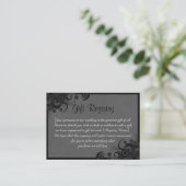 Floral Zwart en Grijs Huwelijkscadeau Registry Informatiekaartje (Staand voorkant)